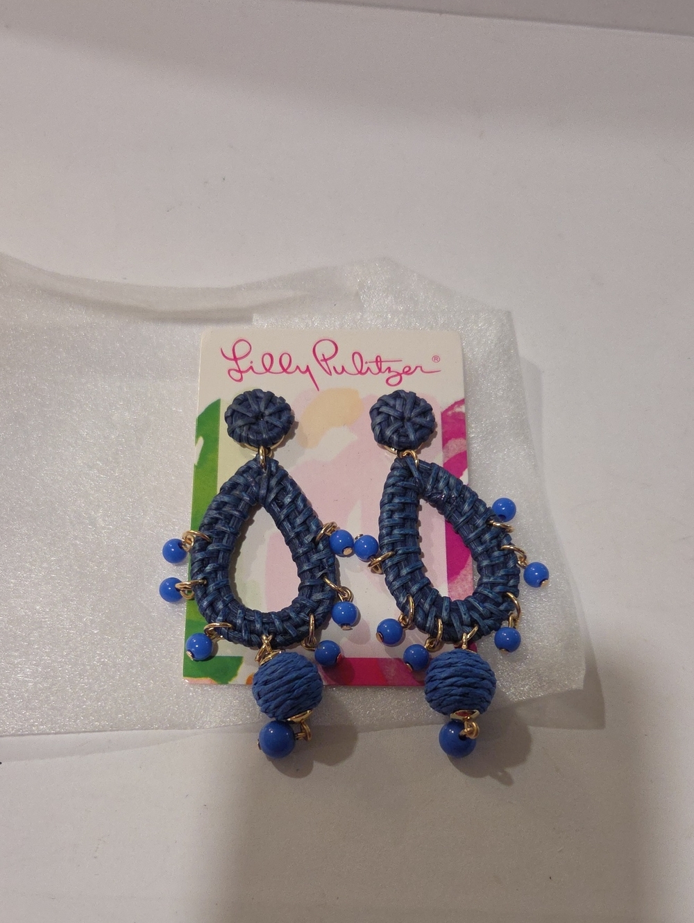 Lilly Pulitzer Royal Blue Woven Teardrop Earrings